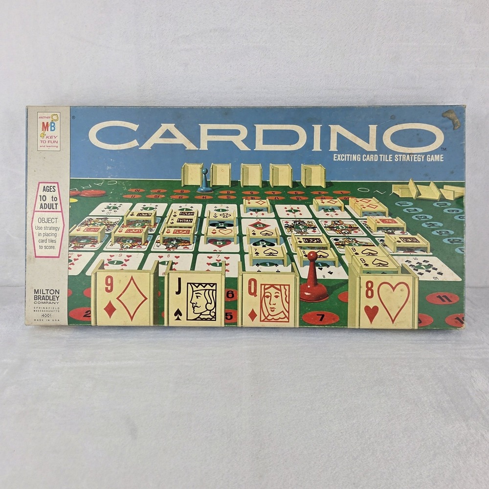 Vintage 1970 Cardino Milton Bradley Card Tile Strategy Board Game 4001